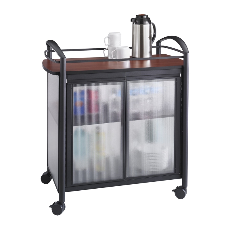 Pemberly Row Contemporary Refreshment Cart in Cherry & Black