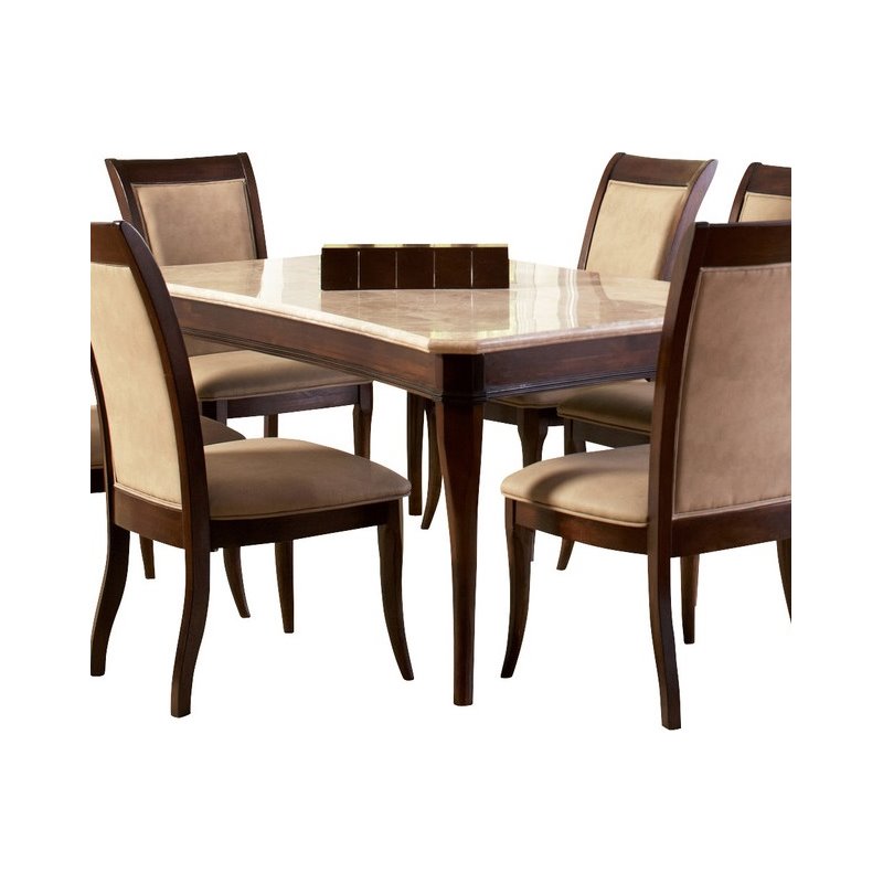 Pemberly Row Modern / Contemporary Marble Top Dining Table in Cherry