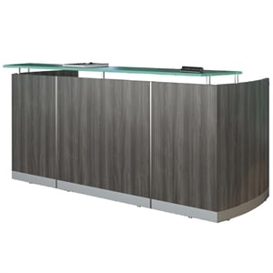 Pemberly Row 120&quot Engineered Wood Reception Station in Steel Gray