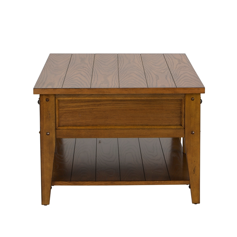 Pemberly Row Modern / Contemporary Cocktail Table with Veneered Shelves