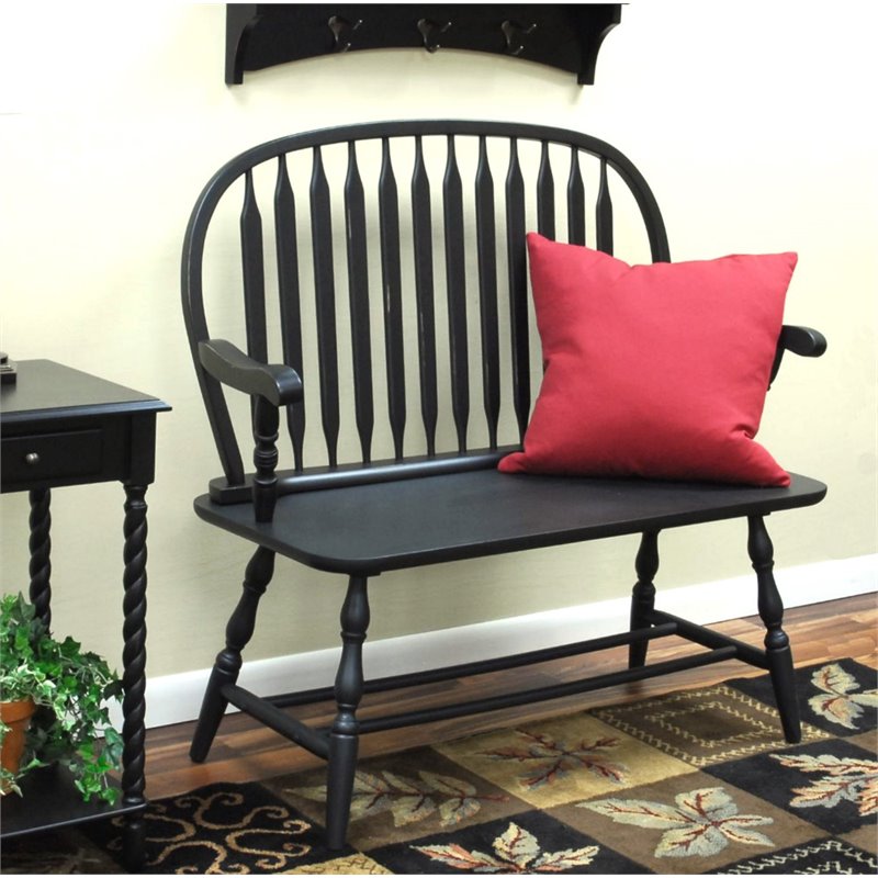 Pemberly Row Modern / Contemporary Wood Bench in Black Finish