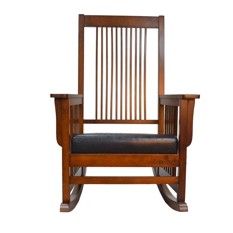 Pemberly Row Modern / Contemporary Mission Rocker in Chestnut