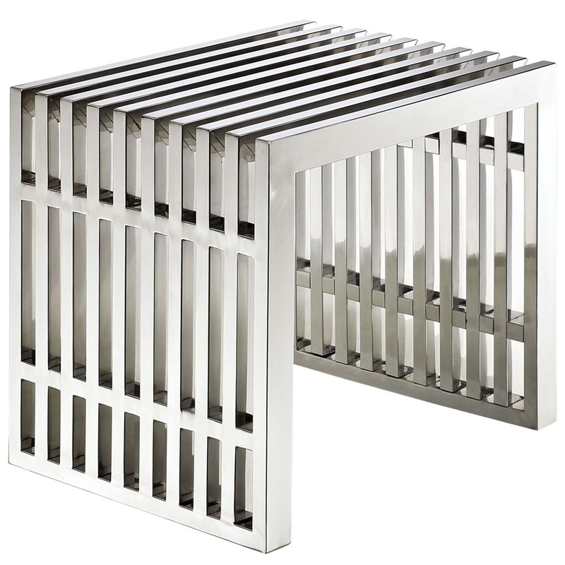 Pemberly Row Modern Style Stainless Steel Benches in Silver (Set of 3)