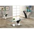Pemberly Row Contemporary Glass Top Coffee Table in White and Gray