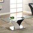 Pemberly Row Contemporary Glass Top Coffee Table in White and Gray