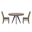 Pemberly Row Round Wood Dining Table with Metal Legs in Brown