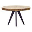 Pemberly Row Round Wood Dining Table with Metal Legs in Brown