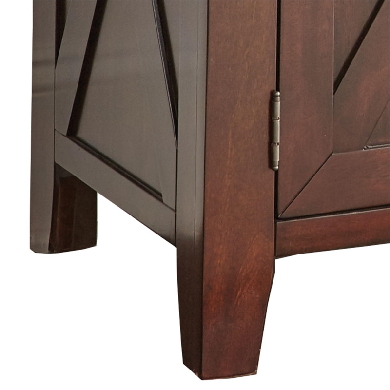 Pemberly Row Modern Wine Rack Server in Espresso Cherry Finish
