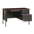 Pemberly Row 24x45 Right Hand Single Pedestal Metal Desk Charcoal/Mahogany