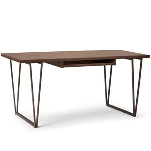 Pemberly Row 66&quot W SOLID WOOD Modern Writing Office Desk in Natural Aged Brown