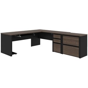 Pemberly Row 5 Piece L Shaped Office Set in Antigua and Black