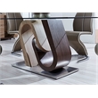 Pemberly Row Modern Glass Top Dining Table with Oak And Walnut
