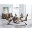 Pemberly Row Modern Glass Top Dining Table with Oak And Walnut