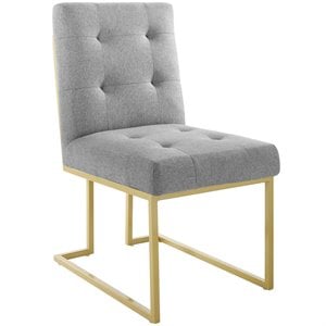 Pemberly Row 18.5&quot Stainless Steel Polyester Dining Accent Chair in Gold/Gray