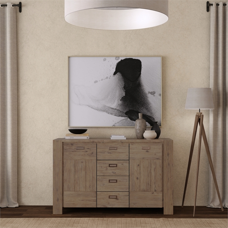 Pemberly Row Wood Dining Sideboard in Antique Natural (Brown)