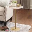 Pemberly Row Round Agate Top and Brass Metal Base Chairside Table