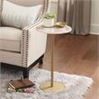 Pemberly Row Round Agate Top and Brass Metal Base Chairside Table
