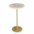 Pemberly Row Round Agate Top and Brass Metal Base Chairside Table