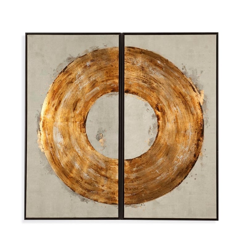 Pemberly Row Ring of Fire Canvas Fabric Wall Art in Metallic Gold
