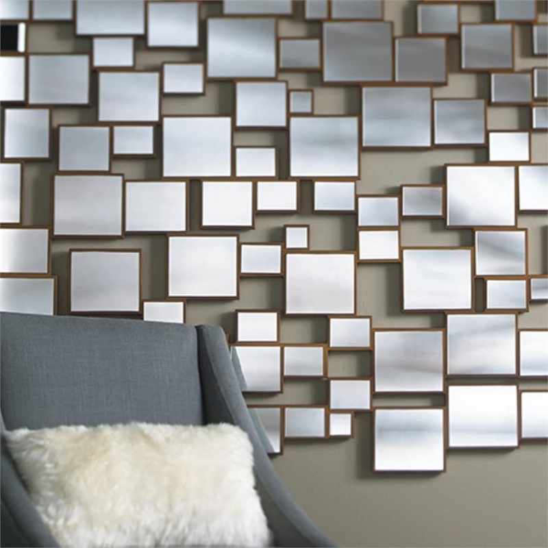 Pemberly Row Modern / Contemporary Wood Wall Mirror in Antique Gold