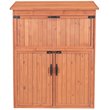 Pemberly Row Wood Storage Cabinet with Drop Table in Medium Brown