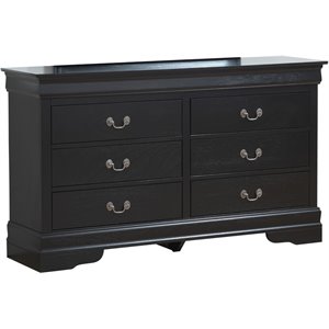 Pemberley Row Wood Black 6 Drawer Dresser Rectangular Fully Assembled 57&quot