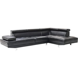 Pemberly Row Modern / Contemporary Faux Leather Sectional in Black
