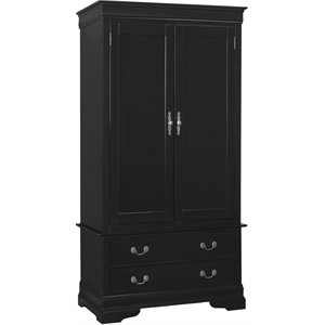 Pemberly Row Modern / Contemporary 2 Drawer Armoire in Black