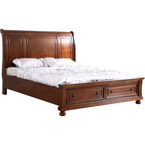 Pemberly Row Modern / Contemporary King Bed in Cherry Finish