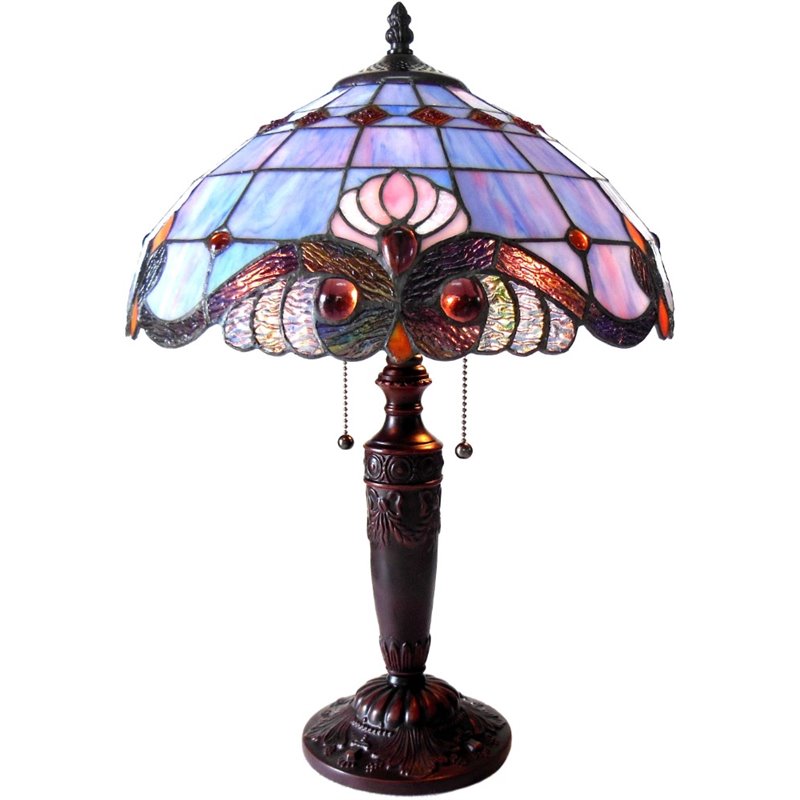 Pemberly Row Contemporary Tiffany-style 2 Light Table Lamp 14.5