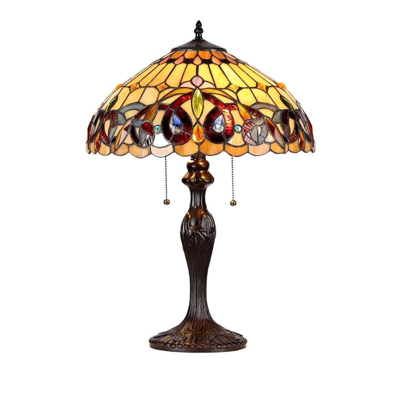 Pemberly Row Contemporary Tiffany-style 2 Light Table Lamp 16