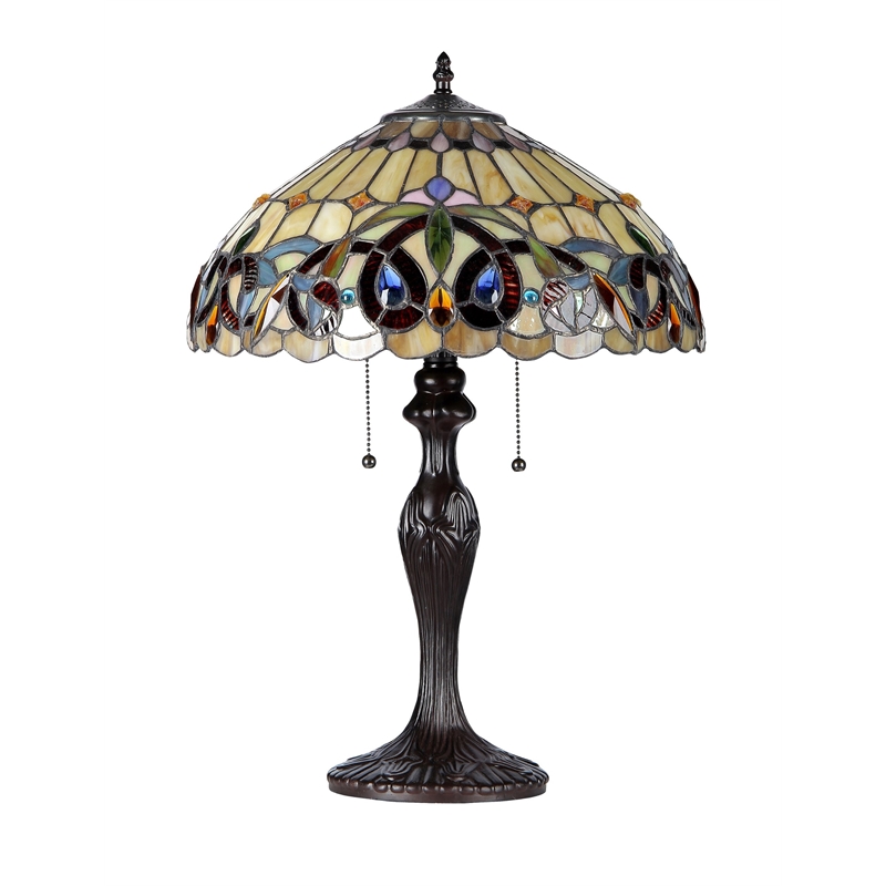 Pemberly Row Contemporary Tiffany-style 2 Light Table Lamp 16