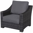 Pemberly Row Two-Tone Wicker Rattan Club Chair in Charcoal Cushion