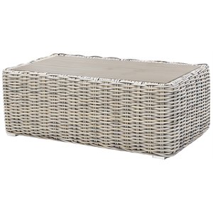 Pemberly Row Three-Tone Wicker Gray/Off White/Beige Coffee Table