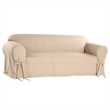 Pemberly Row Cotton Duck One Piece Loveseat Slipcover in Hunter Green