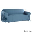 Pemberly Row Cotton Duck One Piece Loveseat Slipcover in Hunter Green