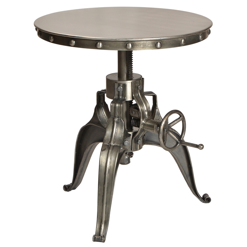 Pemberly Row Modern Adjustable Round Metal Gathering Table in Gray