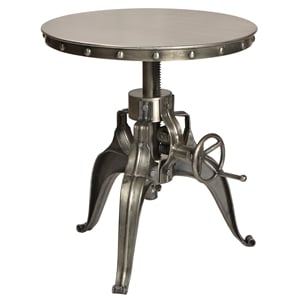 Pemberly Row Modern Adjustable Round Metal Gathering Table in Gray
