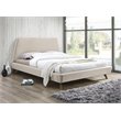 Pemberly Row Wood and Fabric Upholstered Queen Platform Bed in Beige