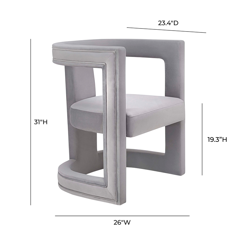 Pemberly Row Modern / Contemporary Gray Finish Birch Velvet Chair