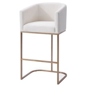 Pemberley Row Stainless Steel White Bar Stool U-Shape Upholstered 32&quot Assembly Required