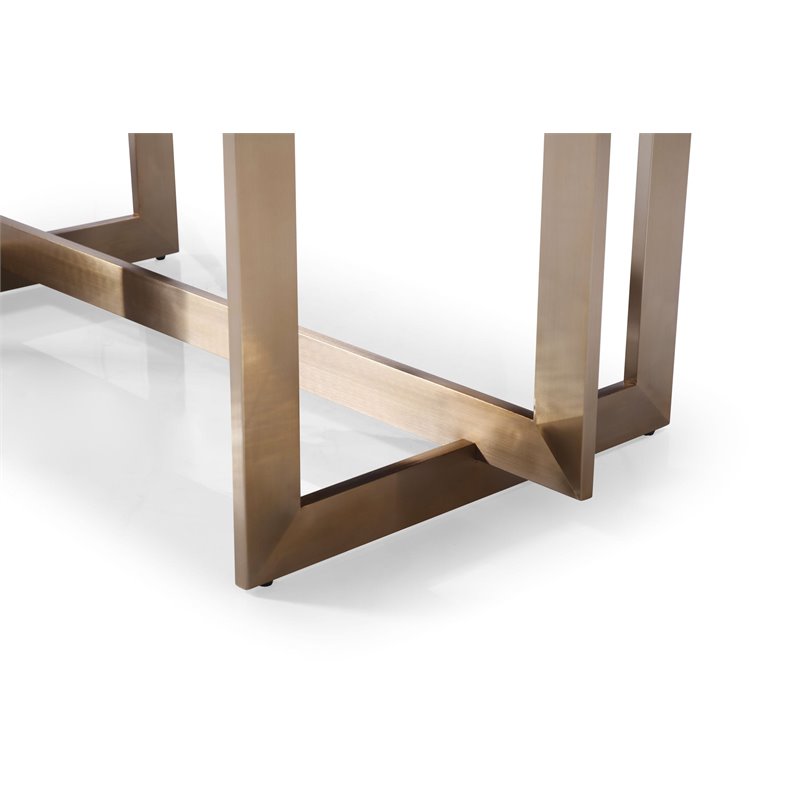 Pemberly Row Rectangular Modern Wood & Stainless Steel Dining Table in Black