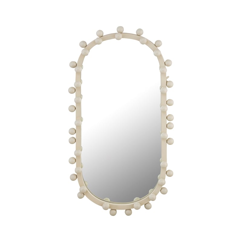 Pemberly Row Contemporary Bubbles Ivory Oval Metal Wall Mirror