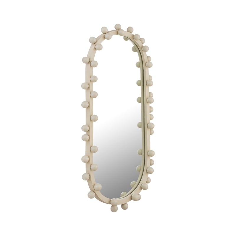 Pemberly Row Contemporary Bubbles Ivory Oval Metal Wall Mirror