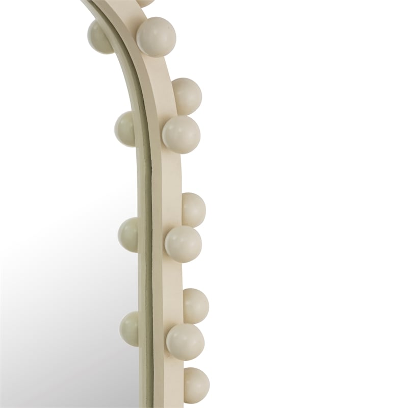 Pemberly Row Contemporary Bubbles Ivory Oval Metal Wall Mirror
