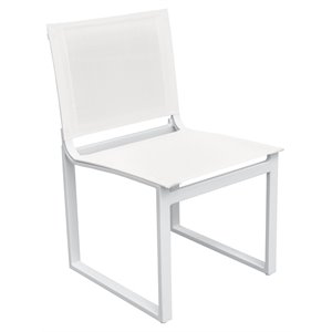 Pemberly Row 17.5&quot Modern Aluminum & Metal Dining Chair in Off White (Set of 2)
