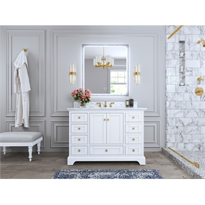 Pemberly Row Contemporary 48&quot Wood Bathroom Vanity Set in White
