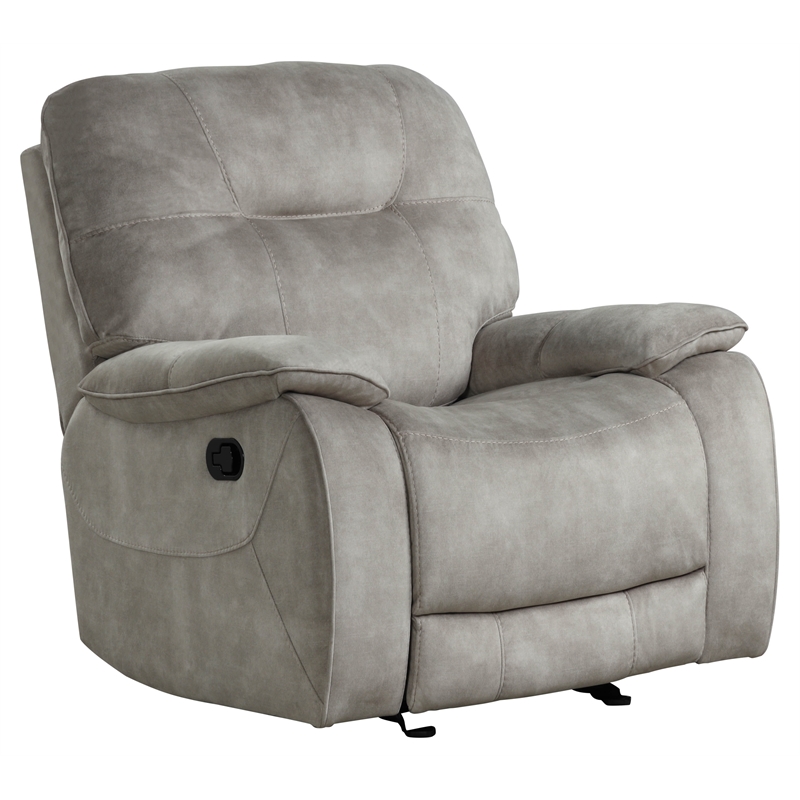 Pemberly Row Transitional Polyester Glider Recliner in Shadow Natural