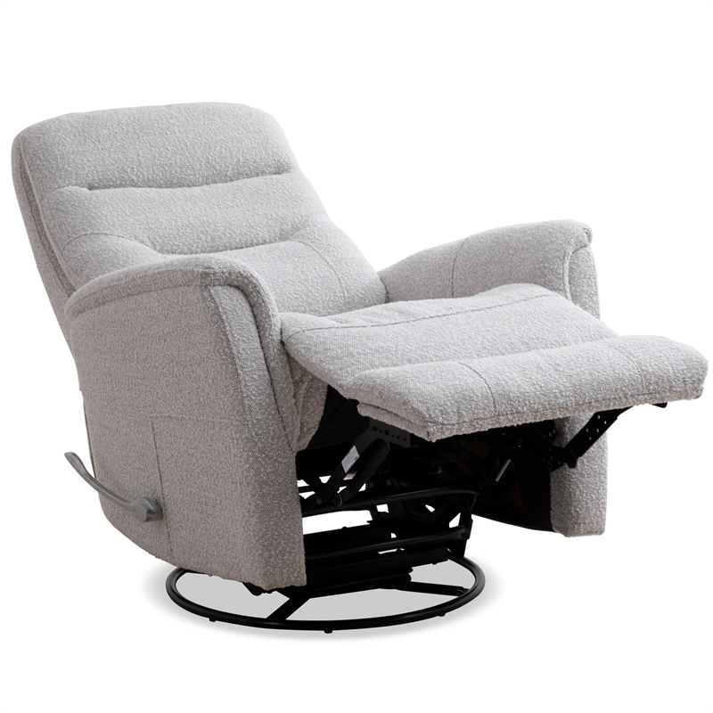 Pemberly Row Cotton Fabric Swivel Glider Recliner in Fossil Gray