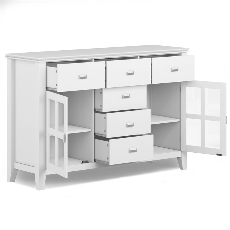 Pemberly Row SOLID WOOD 54 inch Wide Sideboard Buffet Credenza - White